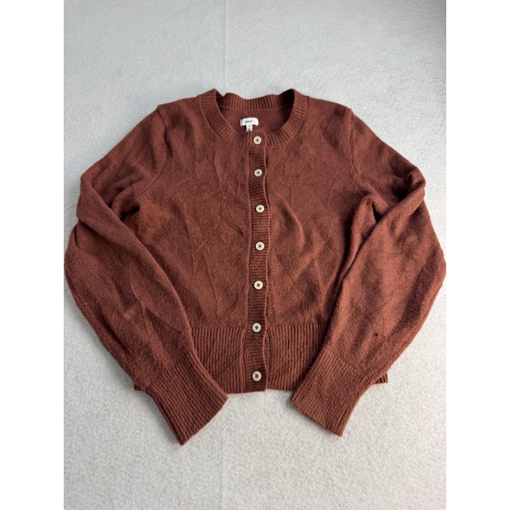 Aerie Cardigan Sweater Womens Small Red Recycled Polyester Button Front Knit - Picture 1 of 8